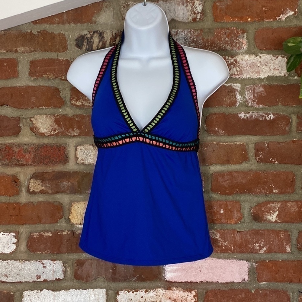 La Blanca Threading Along Triangle Blue Tankini Set size 4 - Picture 5 of 14